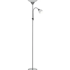Lampadaire 2 têtes base métal dia. 28 x 179,5H cm gris blanc