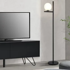 Lampadaire Aberdaron E27 hauteur 154 cm noir blanc lux.pro