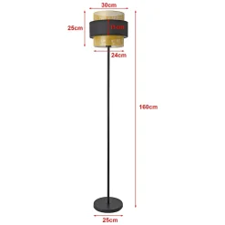 Lampadaire Albans E27 160 x 30 cm noir doré lux.pro