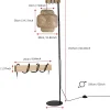Lampadaire ANJA en bois et osier avec abat-jour en bambou interrupteur au pied et design moderne pour salon ou cuisine