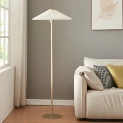 Lampadaire Appledore E27 métal 147 cm or / blanc lux.pro