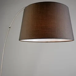 Lampadaire arc moderne en acier avec abat-jour en tissu noir - Arc Basic