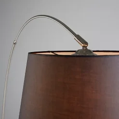 Lampadaire arc moderne en acier avec abat-jour en tissu noir - Arc Basic