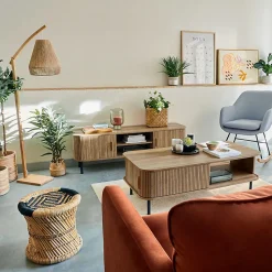 Lampadaire arc Palm - bambou H158 cm - Atmosphera