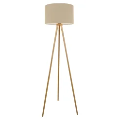 Lampadaire ARDITA style scandinave 152 cm bois et textile beige D: 616 mm douille E27 interrupteur pression