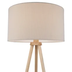 Lampadaire ARDITA style scandinave 152 cm bois et textile beige D: 616 mm douille E27 interrupteur pression