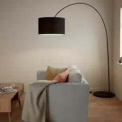 Lampadaire arqué Alacrane E27 L.190xH.220cm noir mat Goodhome