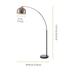 Lampadaire arqué avec abat-jour cloche en métal, jaune Teamson Home