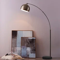 Lampadaire arqué avec abat-jour cloche en métal, jaune Teamson Home