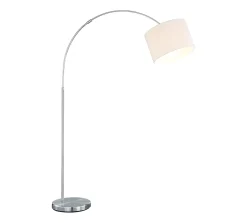 Lampadaire arqué 1xE27 réglable nickel mat/blanc tissu - Trio - Hotel