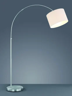 Lampadaire arqué 1xE27 réglable nickel mat/blanc tissu - Trio - Hotel