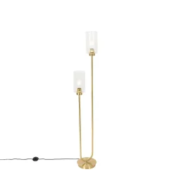 Lampadaire Art Déco doré avec verre 2 lumières - Laura