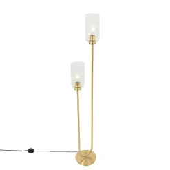 Lampadaire Art Déco doré avec verre 2 lumières - Laura