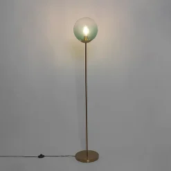 Lampadaire Art déco en laiton avec verre vert - Pallon