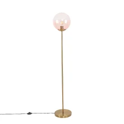 Lampadaire Art Déco en laiton avec verre rose - Pallon