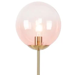Lampadaire Art Déco en laiton avec verre rose - Pallon