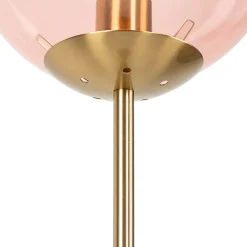 Lampadaire Art Déco en laiton avec verre rose - Pallon
