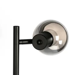 Lampadaire Art Déco noir 3 lumières avec verre fumé - Vidro