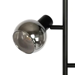 Lampadaire Art Déco noir 3 lumières avec verre fumé - Vidro