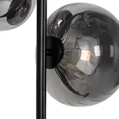 Lampadaire Art Déco noir avec verre fumé 3 lumières - Ayesha