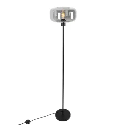 Lampadaire Art déco noir avec verre fumé - Bizle