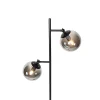 Lampadaire Art Déco noir avec verre fumé 2 lumières - Pallon