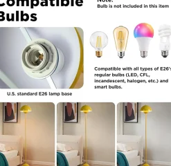 Lampadaire au Design Nordique Jaune avec Base Parabolique, Douille E27 pour Salon, Salle à Manger et Chambre