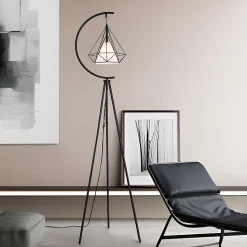 Lampadaire Austell E27 noir blanc lux.pro