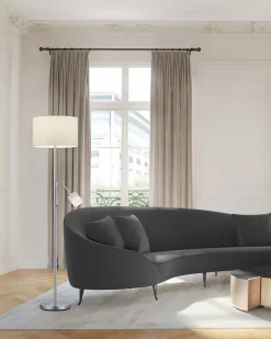 Lampadaire avec liseuse flexible E27 + E14 blanc tissu IP20 - Trio - Hotel