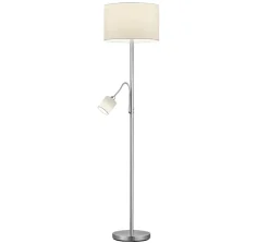 Lampadaire avec liseuse flexible E27 + E14 blanc tissu IP20 - Trio - Hotel