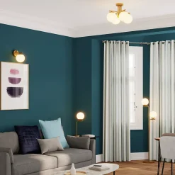 Lampadaire Baldaz 2 lumières GoodHome E14 laiton doré l.35,5 x H.14 cm