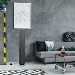 Lampadaire BEATE 110cm metal abat jour textile gris douille E27 salon salle a manger entree bureau style moderne