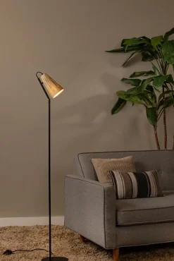 Lampadaire BENSEN en rotin avec 1xE14 - Naturel - Lucide