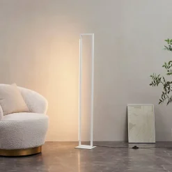 Lampadaire blanc avec pied pivotant variateur intégré 140 cm - Laka