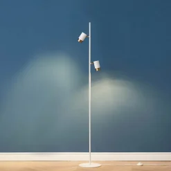 Lampadaire blanc deux spots pivotants - Elya