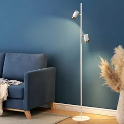 Lampadaire blanc deux spots pivotants - Elya