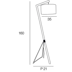 Lampadaire Bogart E27 IP20 60W H.162 x P.37 cm Corep chêne
