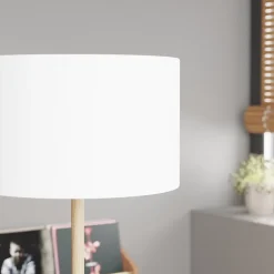 Lampadaire bois et pied métal noir Myrtus H.160 x Ø40cm E27 15W GoodHome