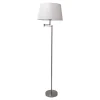Lampadaire 'BOLOGNA' hauteur 158 cm en métal en nickel satiné, abat-jour textile beige, E27