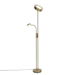 Lampadaire bronze avec LED et variateur avec lampe de lecture - Kelso