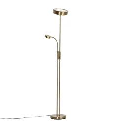 Lampadaire bronze avec LED et variateur avec lampe de lecture - Kelso