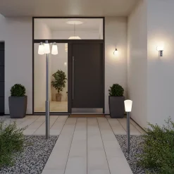 Lampadaire Charwell E27 IP44 GoodHome chrome