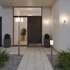 Lampadaire Charwell E27 IP44 GoodHome chrome