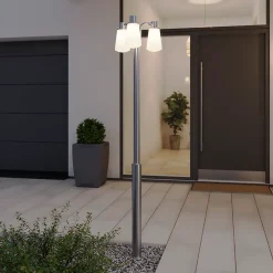 Lampadaire Charwell E27 IP44 GoodHome chrome