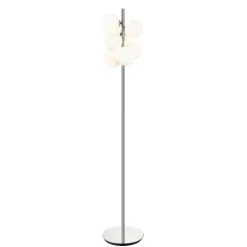 Lampadaire chromé tendance 7 sphères en verre 160 cm - Nicolea