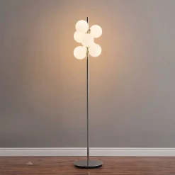 Lampadaire chromé tendance 7 sphères en verre 160 cm - Nicolea
