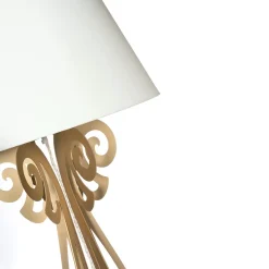 Lampadaire Circeo 60x180 cm en fer blanc, abat-jour sable, design vintage, interrupteur au pied, Made in Italy