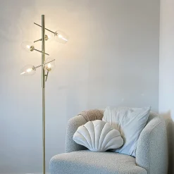 Lampadaire classique doré avec verre 5 lumières - Elien