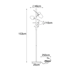 Lampadaire classique doré avec verre 5 lumières - Elien
