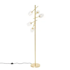 Lampadaire classique doré avec verre 5 lumières - Elien